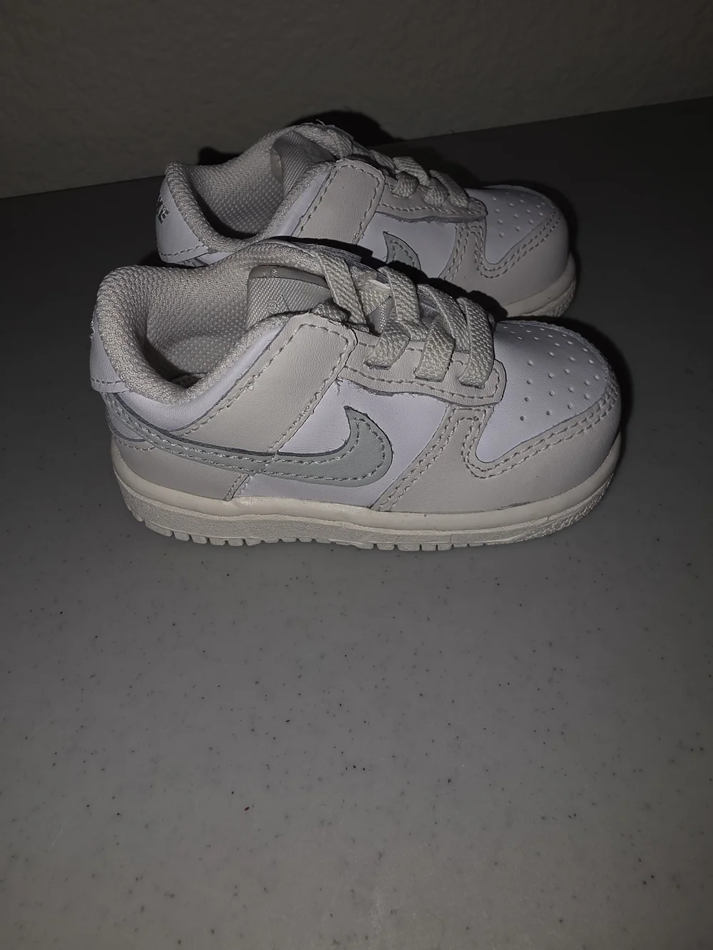 Kids White and Light Gray Athletic Sneakers - Classic Swoosh Style